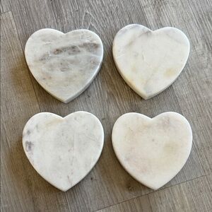 Be Home heart white marble coasters, set of four